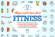 Awesome Fitness Icons and Logo Set