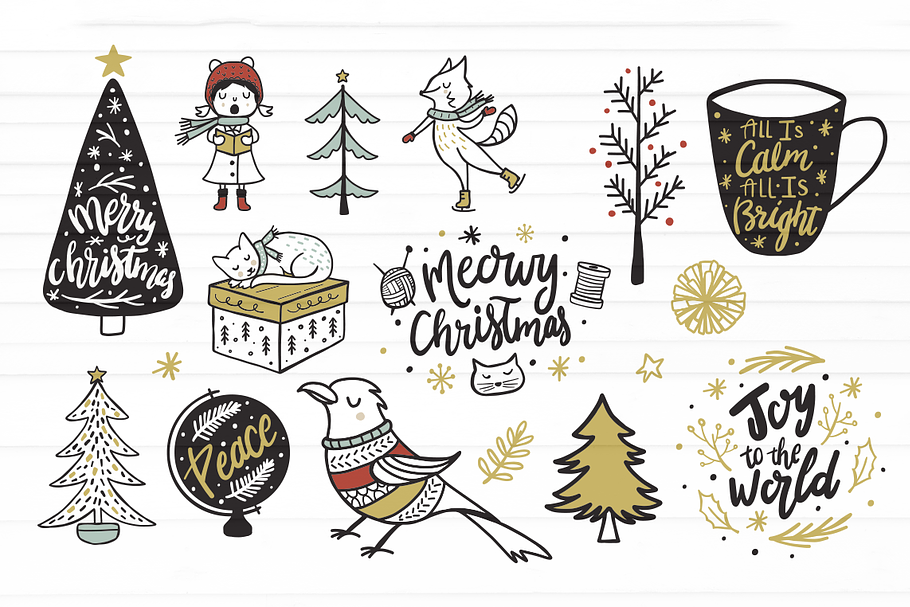 Christmas Doodles Set EPS & PNG in Illustrations - product preview 8