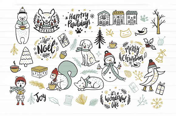 Christmas Doodles Set EPS & PNG in Illustrations - product preview 1
