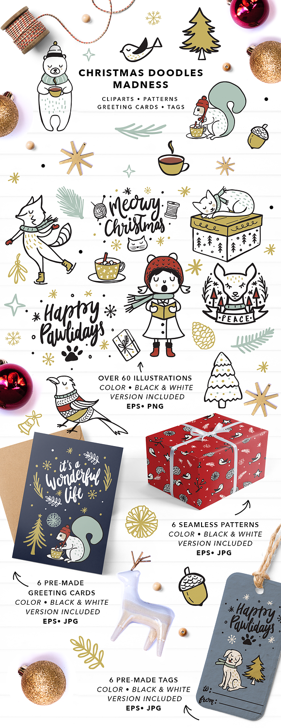 Christmas Doodles Set EPS & PNG in Illustrations - product preview 4