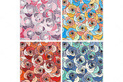 Set of 4 floral seamless pattern.