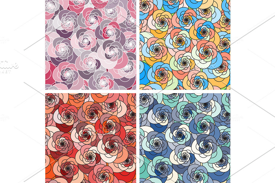 Set of 4 floral seamless pattern. in Patterns - product preview 8