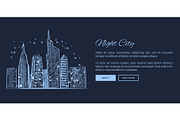 Night City Web Page and Text Vector Illustration