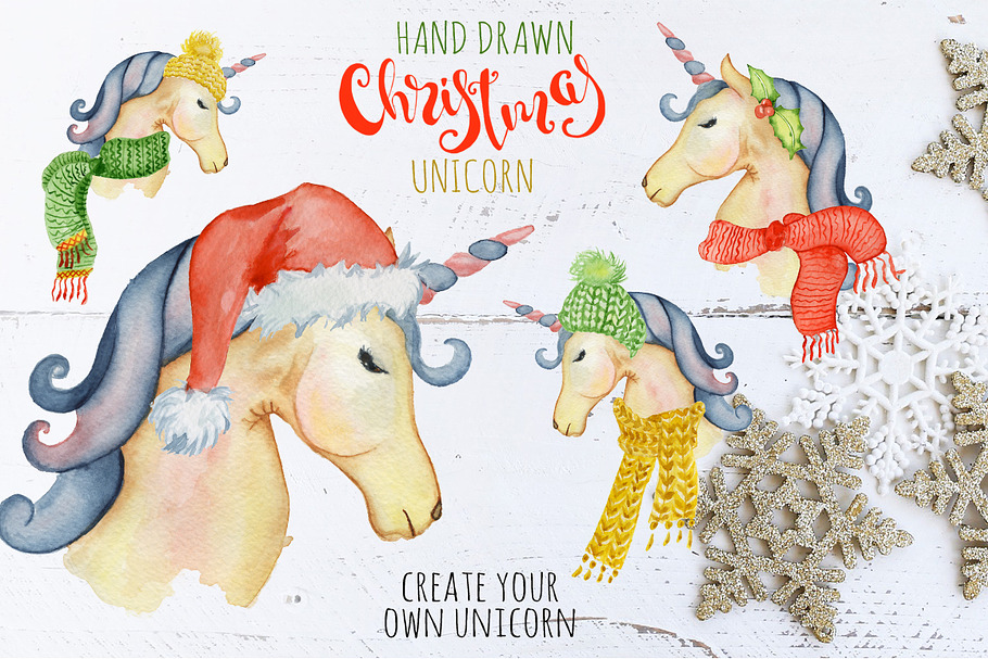 Christmas unicorn creator in Illustrations - product preview 8