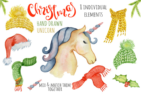 Christmas unicorn creator in Illustrations - product preview 1
