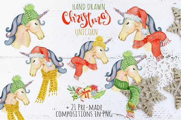 Christmas unicorn creator in Illustrations - product preview 2