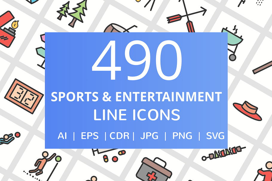 490 Sports Filled Line Icons