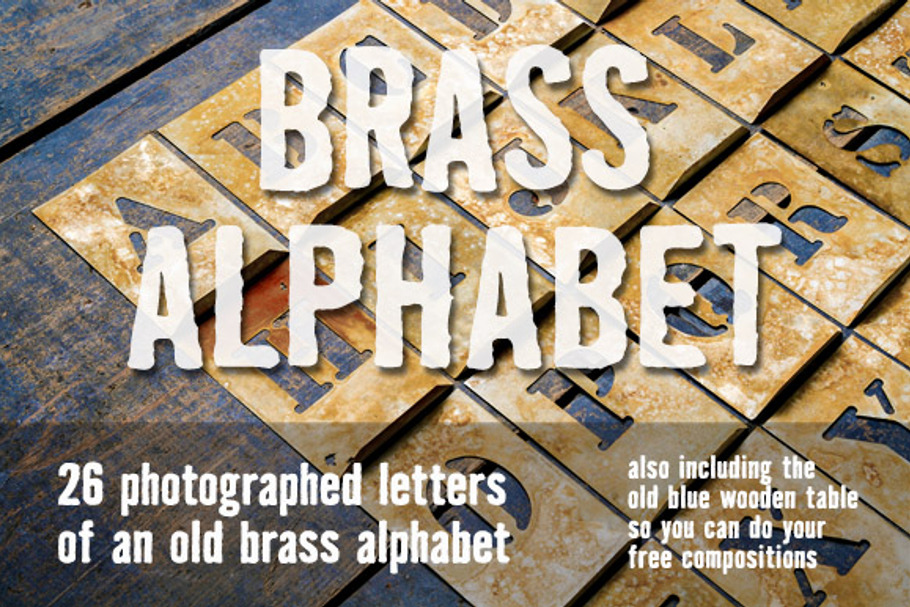Brass alphabet for designers in 