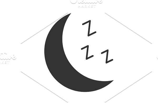 Moon with zzz sign glyph icon