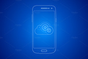 Android with cloud and gear.