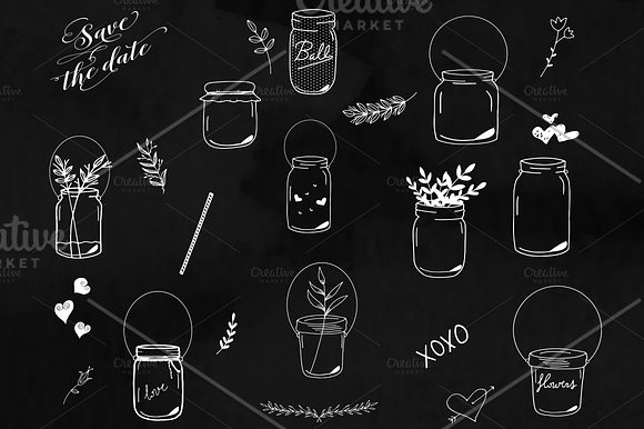 Clip art mason jars - hand drawn in Illustrations - product preview 2