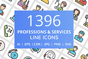1396 Professions Filled Line Icons