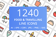 1240 Food & Travel Filled Line Icons