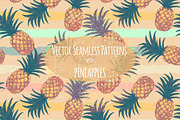 Pineapples patterns set. Hand drawn
