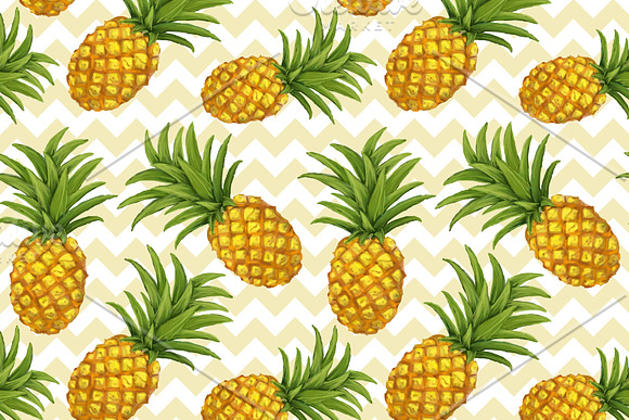 Pineapples patterns set. Hand drawn in Patterns - product preview 2