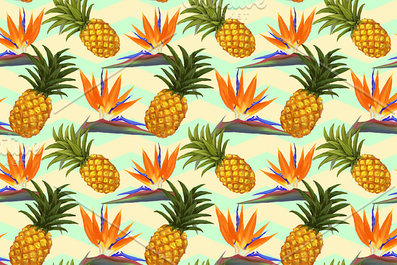 Pineapples patterns set. Hand drawn in Patterns - product preview 3