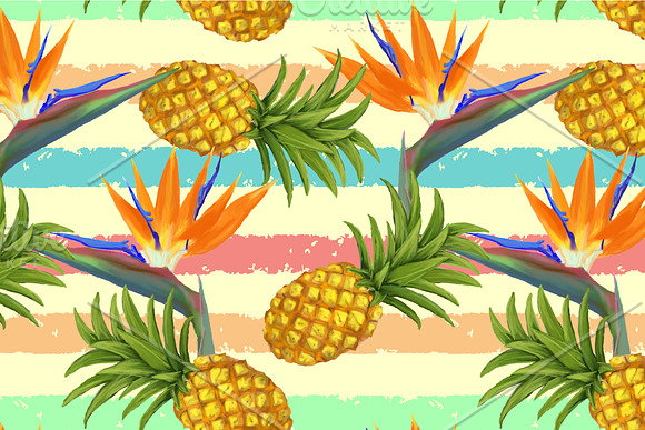 Pineapples patterns set. Hand drawn in Patterns - product preview 4