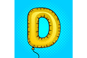 Air balloon in shape of letter D pop art vector