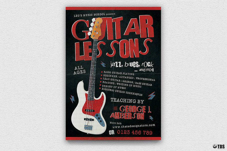 Guitar Lessons Flyer Template V2 in Flyer Templates - product preview 8