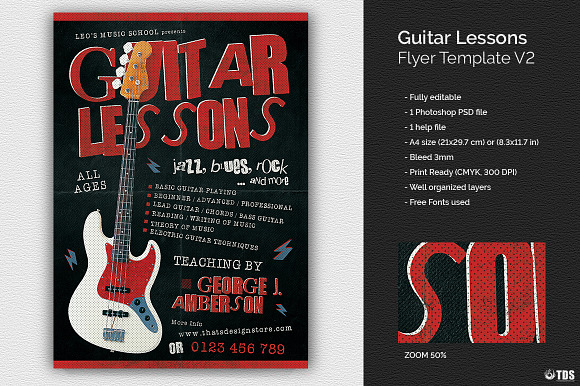 Guitar Lessons Flyer Template V2 in Flyer Templates - product preview 1