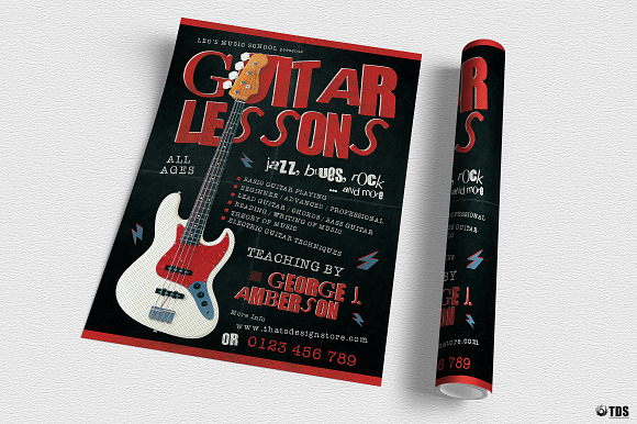Guitar Lessons Flyer Template V2 in Flyer Templates - product preview 2