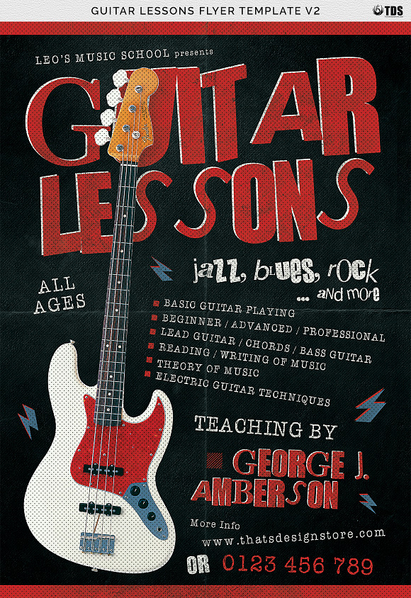 Guitar Lessons Flyer Template V2 in Flyer Templates - product preview 6