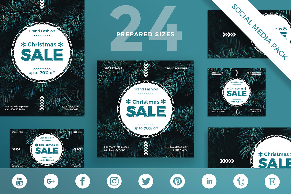 Social Media Pack | Christmas Sale in Social Media Templates - product preview 8