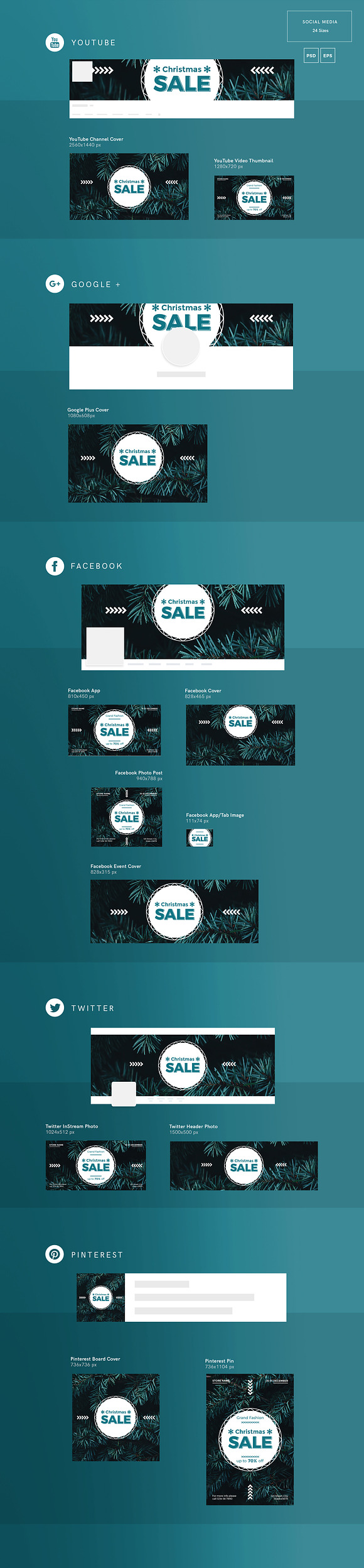 Social Media Pack | Christmas Sale in Social Media Templates - product preview 1