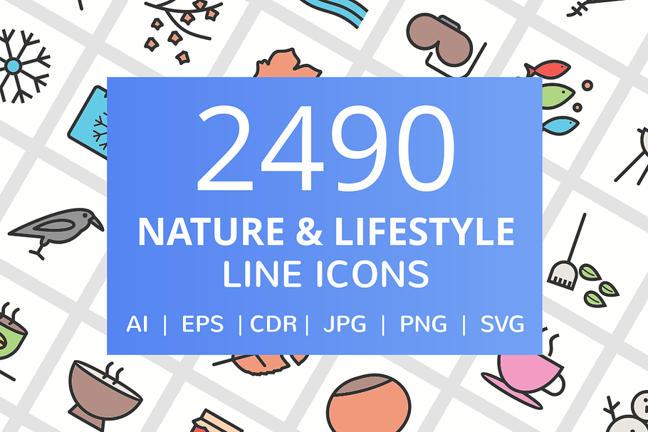 2490 Nature & Life Filled Line Icons