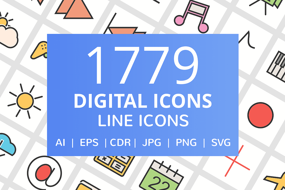 1779 Digital Filled Line Icons in Graphics - product preview 8