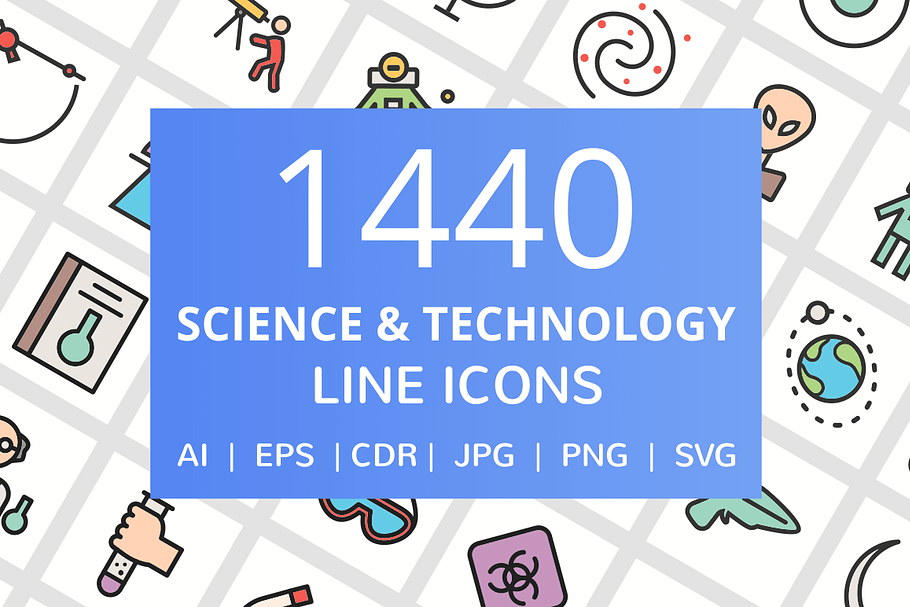 1440 Science Filled Line Icons