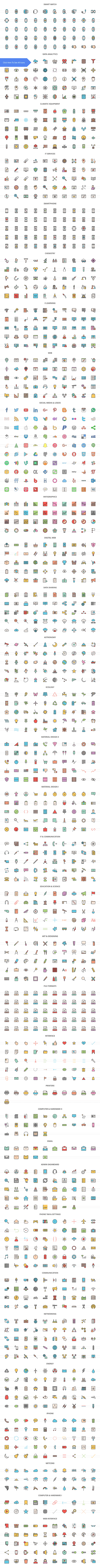 1440 Science Filled Line Icons in Icons - product preview 1