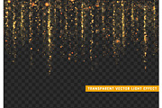 Glowing lights golden glitter. Sparkle particles texture. Only for use in Adobe Illustrator, eps10