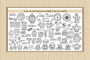 Set of doodles with tea time symbols