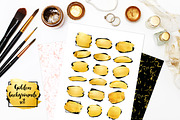 Set of golden brush strokes+patterns