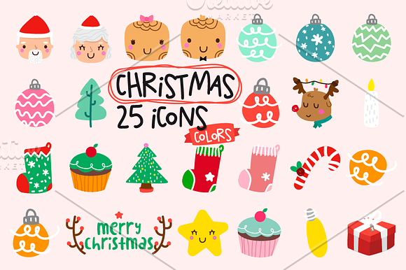 Christmas icons in Kawaii Emoticons - product preview 1