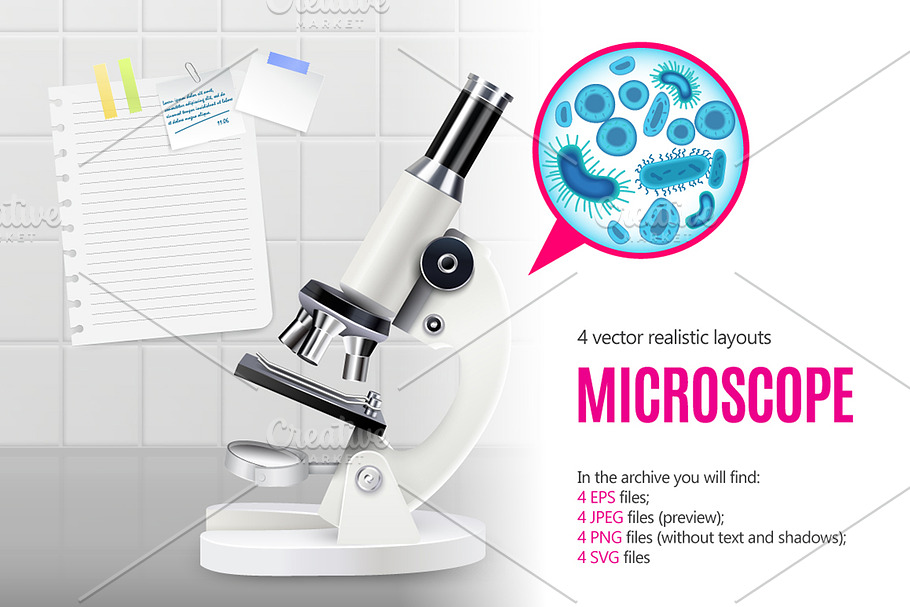 Sale! Microscope Realistic Set in Illustrations - product preview 8