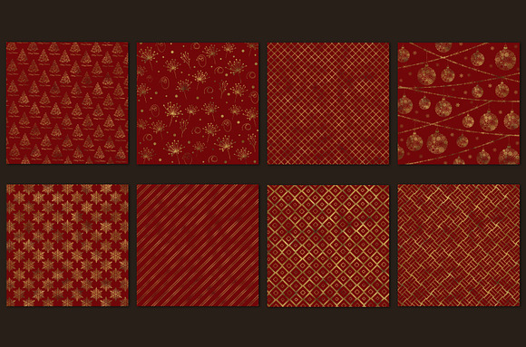 Red and gold Christmas digital paper in Patterns - product preview 2