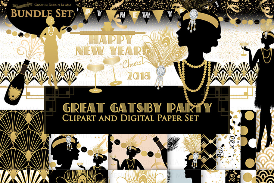 Great Gatsby Party, Flat Gold, 1920