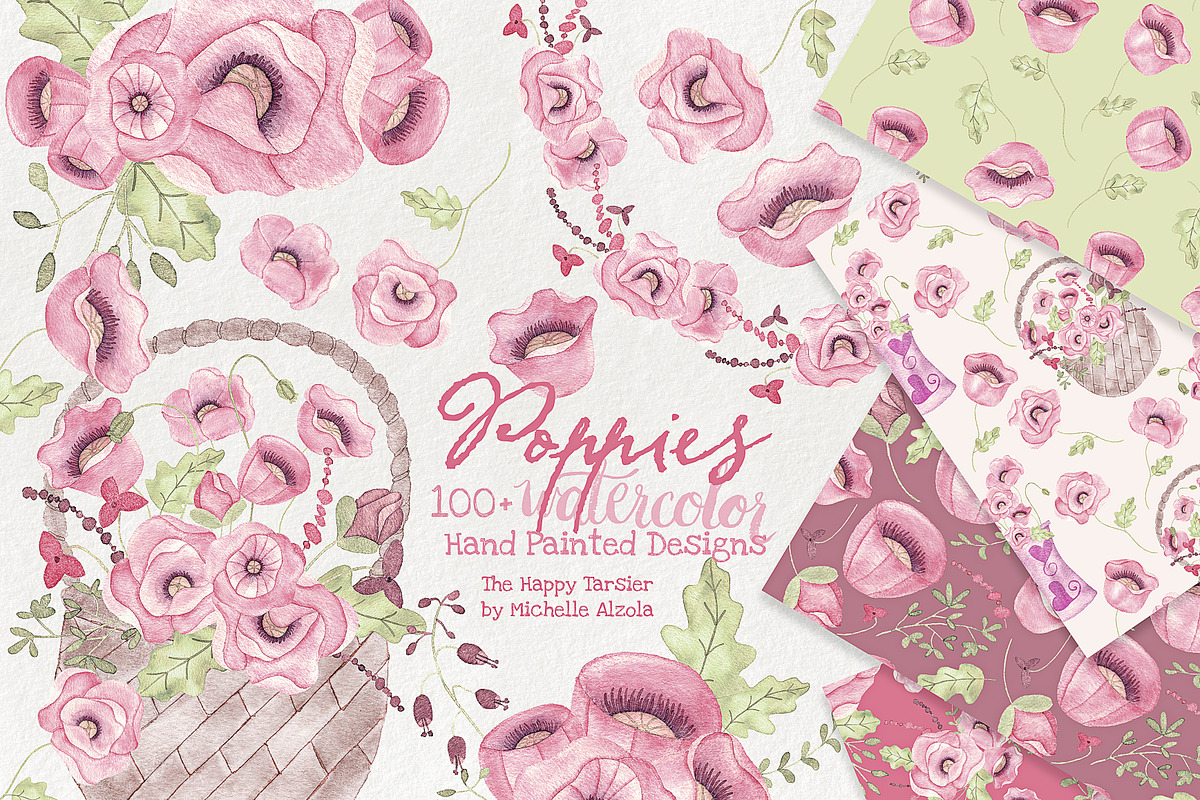Poppies Watercolor in Illustrations - product preview 8