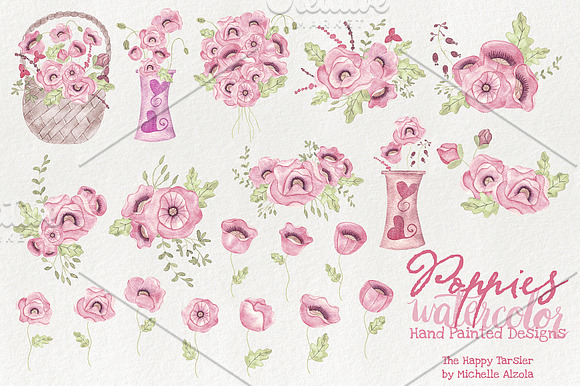 Poppies Watercolor in Illustrations - product preview 1