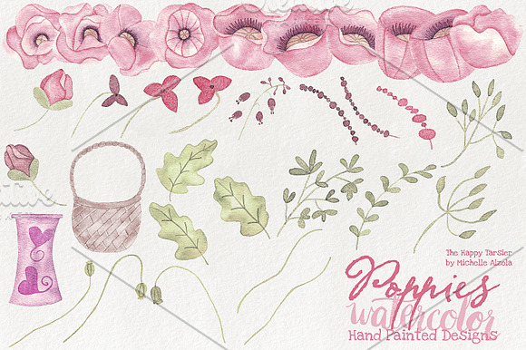 Poppies Watercolor in Illustrations - product preview 2