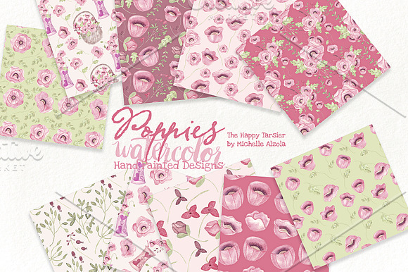 Poppies Watercolor in Illustrations - product preview 5