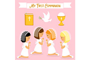 Cute set of design elements for First Communion for girls