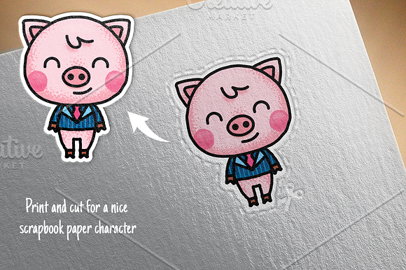 Business Cute Pig Clipart in Illustrations - product preview 1