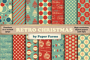 Retro Christmas digital paper