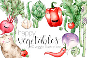 Happy Watercolor Vegetables