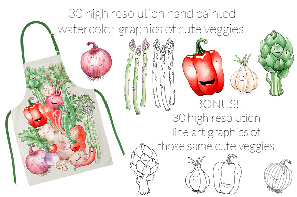 Happy Watercolor Vegetables in Illustrations - product preview 2