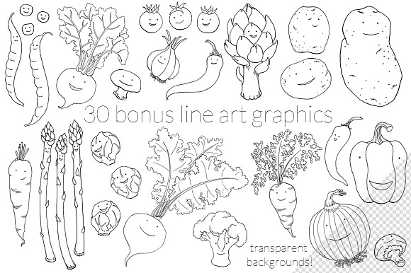 Happy Watercolor Vegetables in Illustrations - product preview 3