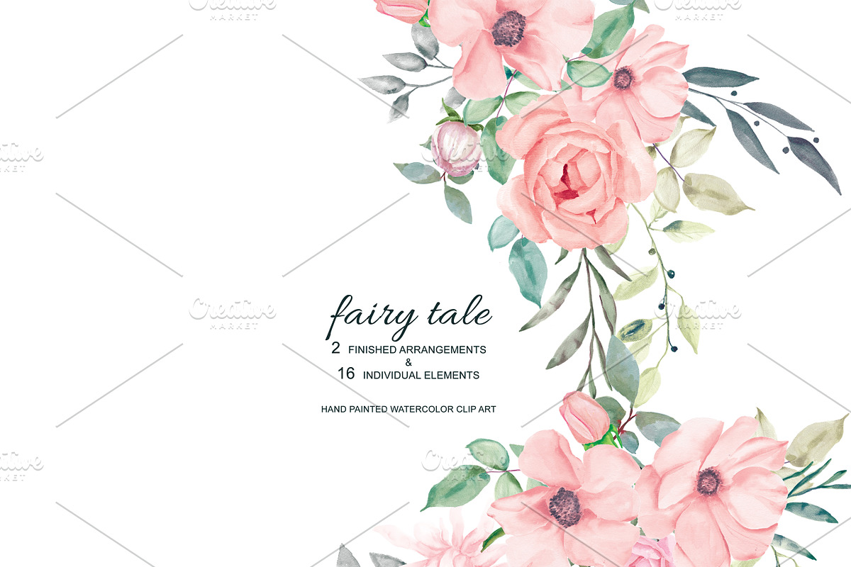 Watercolor Blush Roses Set in Illustrations - product preview 8
